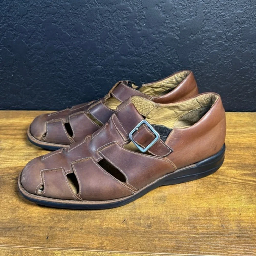 Johnston & Murphy Brown Leather‎ Fisherman Sandals Mens 10.5